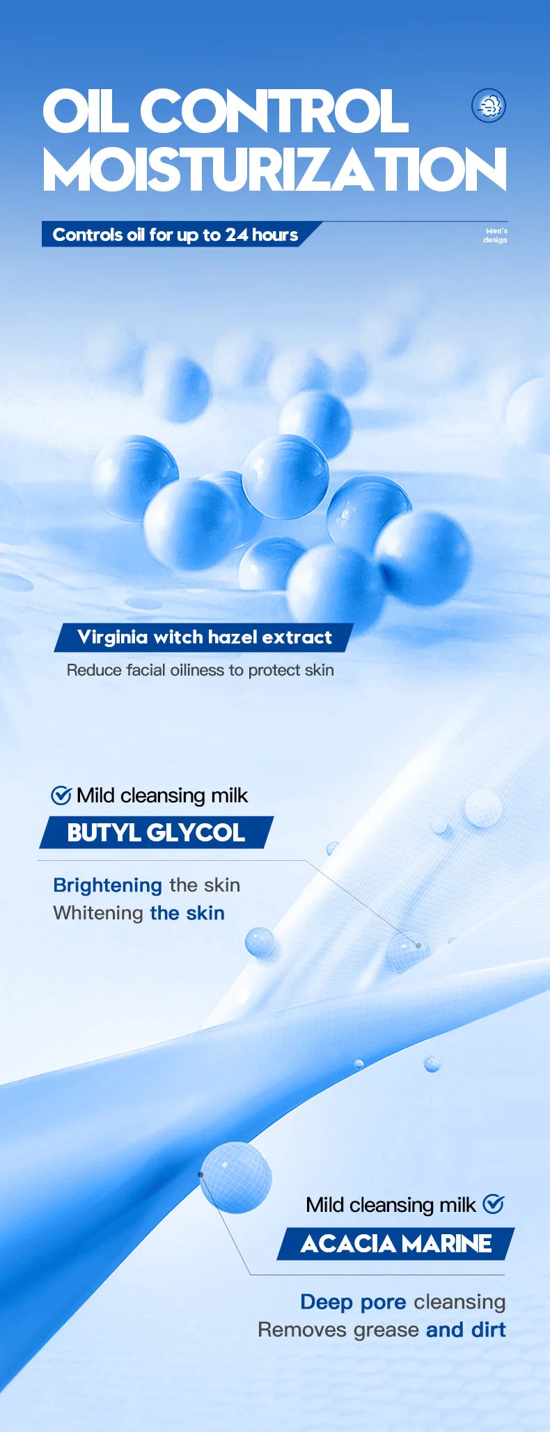 SADOER Men's Facial Cleanser Face Wash Foam Face Cleanser Oil Control Anti Acne Hydrating Moisturizing Men Skin Care Products