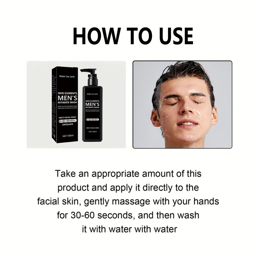 100ML men's facial cleanser for daily cleansing and bathing, suitable for oily skin, soothing, purifying and cleaning