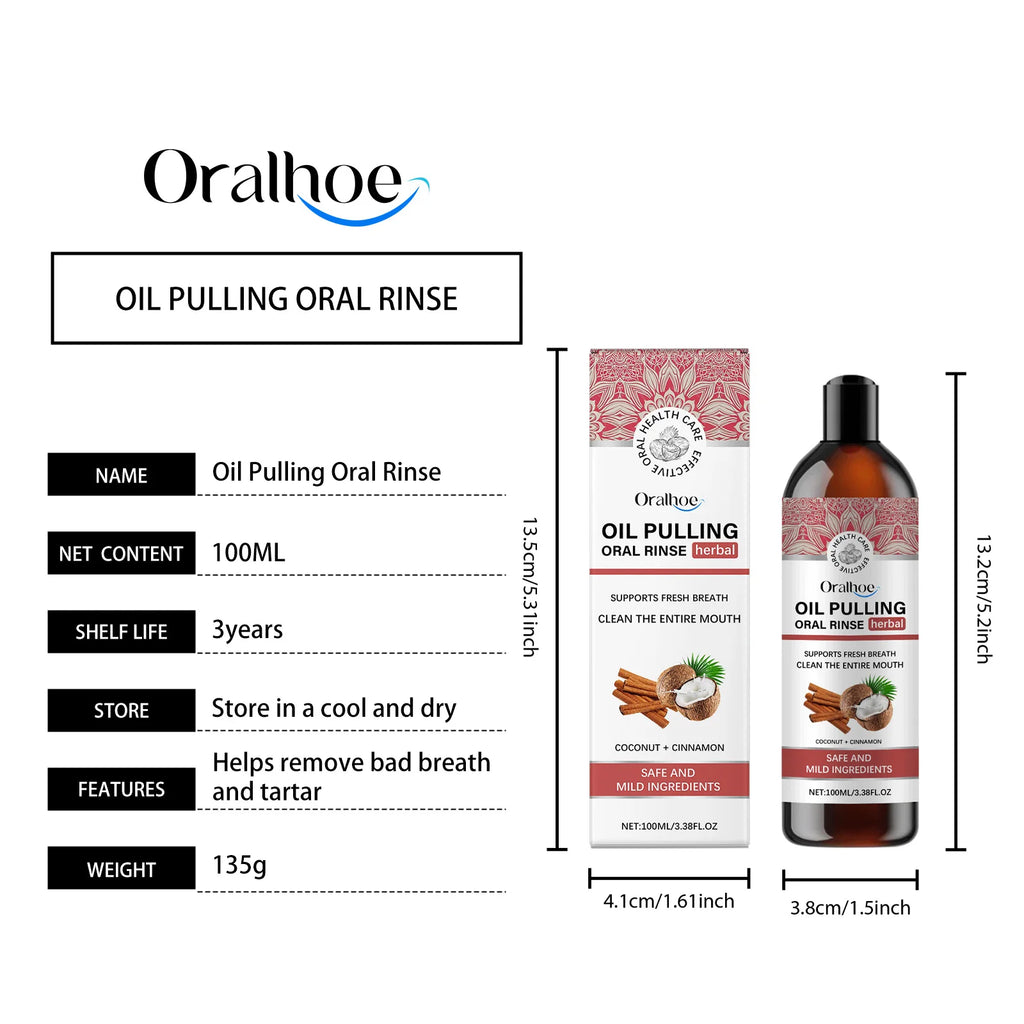 Coconut Pulling Oil Mouthwash Oral Rinse Alcohol-free Herbal Teeth Whitening Fresh Oral Remove Tooth Yellow Stains Odor OralCare