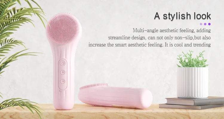 Electric Facial Cleansing Brush Sonic Face Massager Warming Deep Pore Cleaning Waterproof Silicone Blackhead Remover