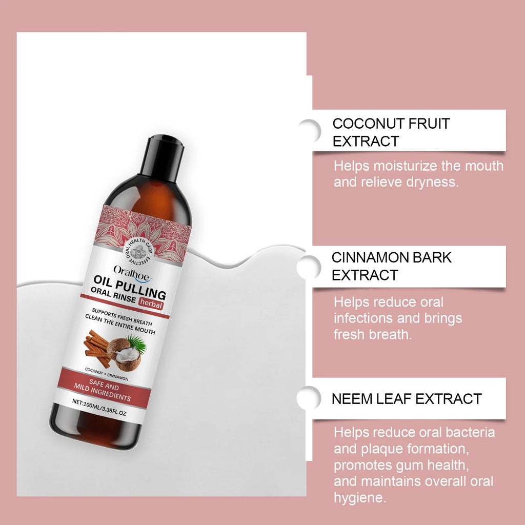 Coconut Pulling Oil Mouthwash Oral Rinse Alcohol-free Herbal Teeth Whitening Fresh Oral Remove Tooth Yellow Stains Odor OralCare