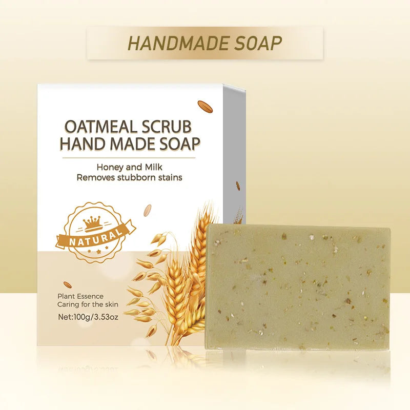 1/2/4/6Pcs Handmade Oat Soap,Natural,Gentle,Non Irritating, Brightening, Exfoliating, Body And Facial Cleansing, Whitening Soap