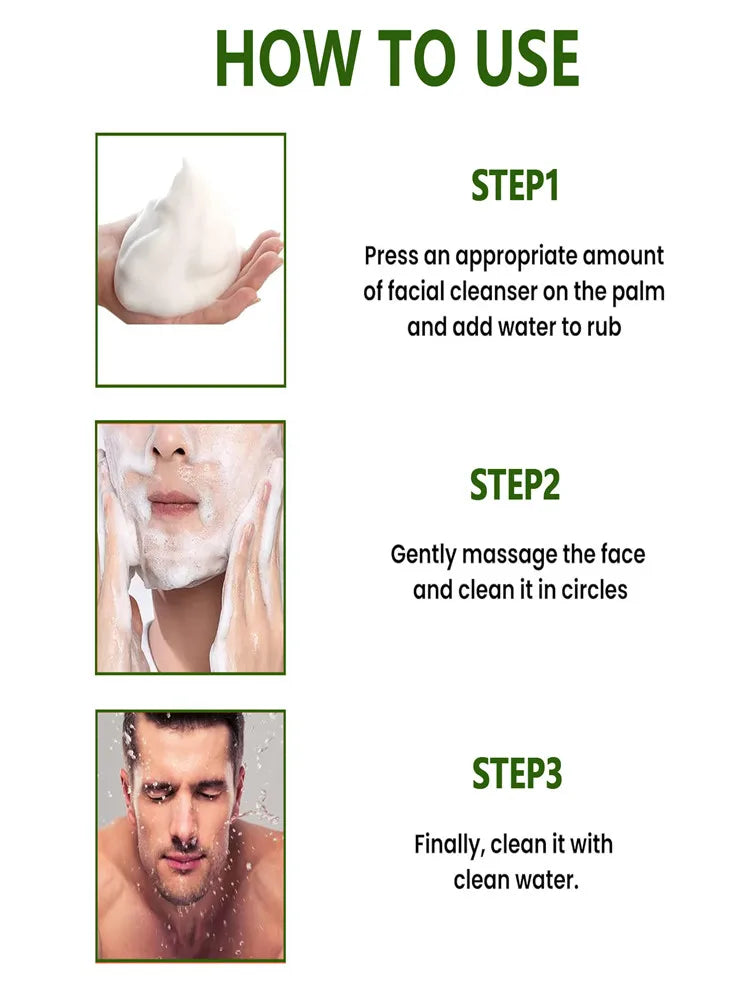 100ML men's facial cleanser for daily cleansing and bathing, suitable for oily skin, soothing, purifying and cleaning