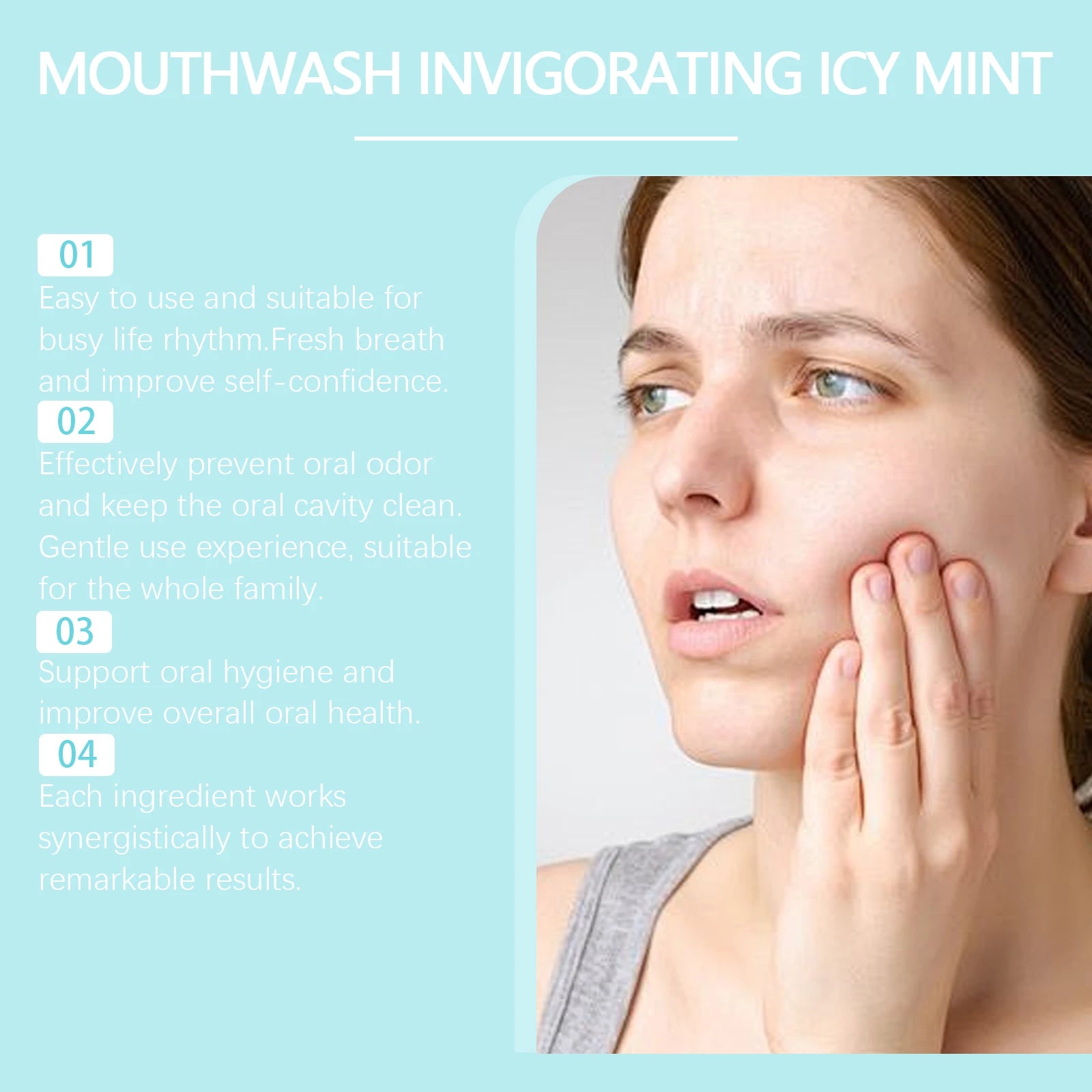 Breath Freshener Mouthwash Mint Flavor Remove Mouth Bad Smell Reduce Dental Tartar Plaque Brighten Tooth Oral Hygiene Cleaning