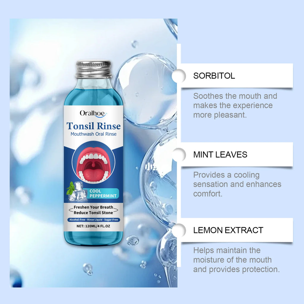 Oral Fresh Mouthwash Remove Mouth Odor Reduce Tonsil Stone Lasting Fresh Alcohol-Free Oral Hygiene Cleaning Peppermint Mouthwash