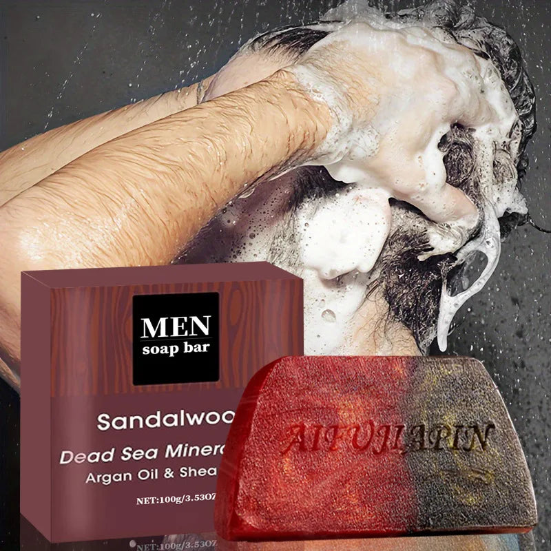 1/3/5/7Pcs Handmade Whitening Sandalwood Men'S Soap, Deeply Cleanses The Body, Moisturizes The Face, And Is Gentle And Shiny