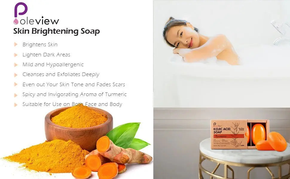 Kojic Acid Ginger Turmeric Handmade Soap for Cleansing and Whitening Fresh and Non Greasy for Bath Skin Care for Home Use