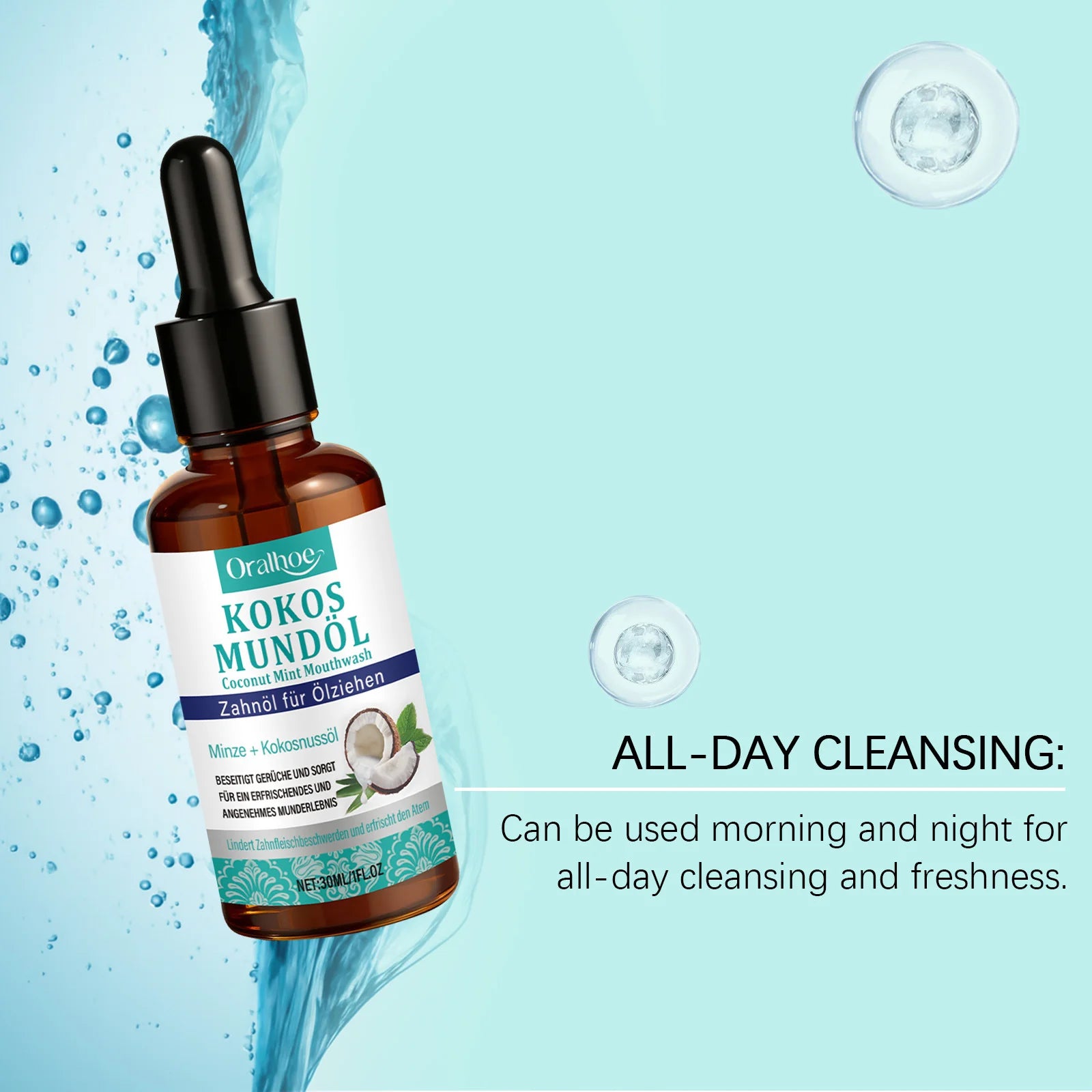 Coconut Oil Mint Mouthwash Remove Bad Breath Refreshing Cleansing Teeth Yellow Stains Fresh Oral Hygiene Odor Removal Mouthwash