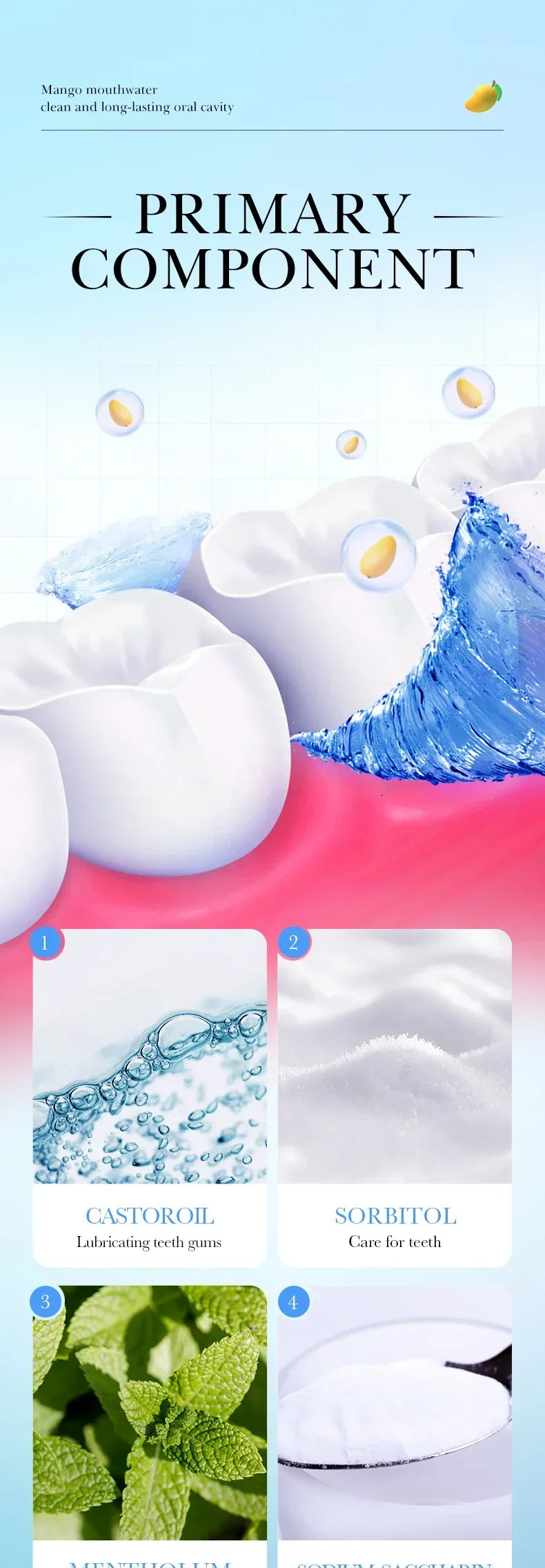 Mango Flavor Mouthwash Teeth Whitening Fresh Oral 20PCS Portable  Cleans Teeth Oral Fresh Mouthwash