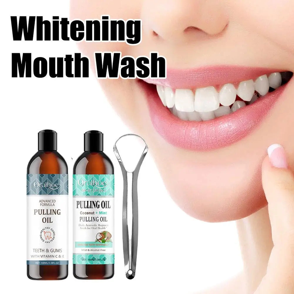 NEW Coconut Mint Pulling Oil Mouthwash Alcohol-free Teeth Whitening Fresh Oral Breath Oral Jelly Whitening Teeth Set