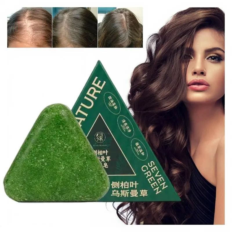 120g Seven Green Platycladi Usman grass handmade shampoo soap Refreshing and Flushing Healthy Anti-removal Hair Nourishing Clean