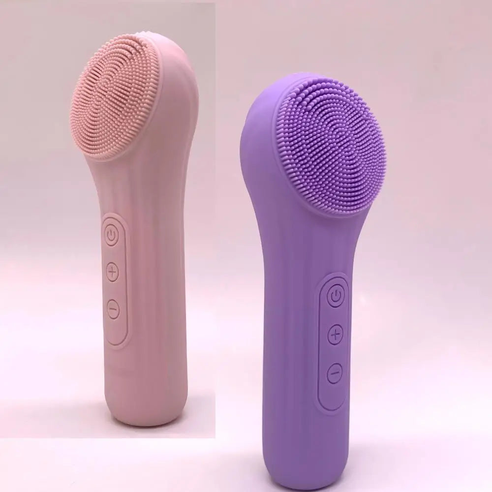Electric Facial Cleansing Brush Sonic Face Massager Warming Deep Pore Cleaning Waterproof Silicone Blackhead Remover