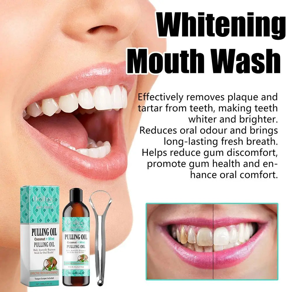 NEW Coconut Mint Pulling Oil Mouthwash Alcohol-free Teeth Whitening Fresh Oral Breath Oral Jelly Whitening Teeth Set