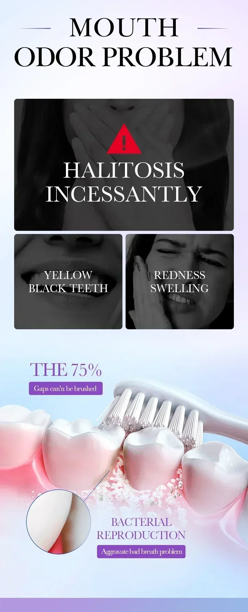 V34 Whitening Mouthwash Cleans Teeth Oral Travel Packet Individual Mouthwash for Oral Cleaning Tools Removel Teeth Stain 20Pcs