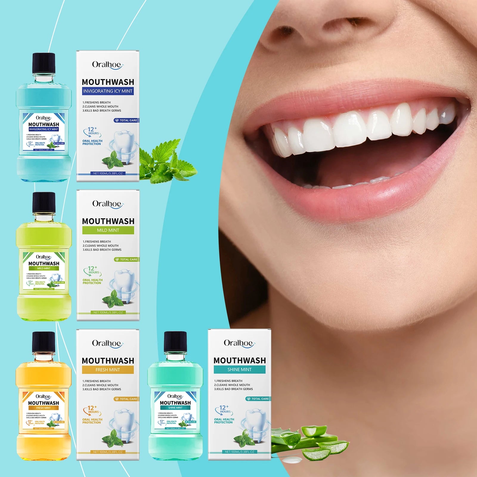 Breath Freshener Mouthwash Mint Flavor Remove Mouth Bad Smell Reduce Dental Tartar Plaque Brighten Tooth Oral Hygiene Cleaning