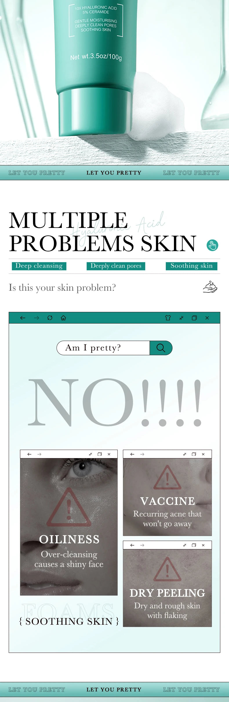 BIOAQUA Hyaluronic Acid Facial Cleanser Moisturizing Face Wash Foam Anti-aging Face Cleanser Facial Skin Care Products