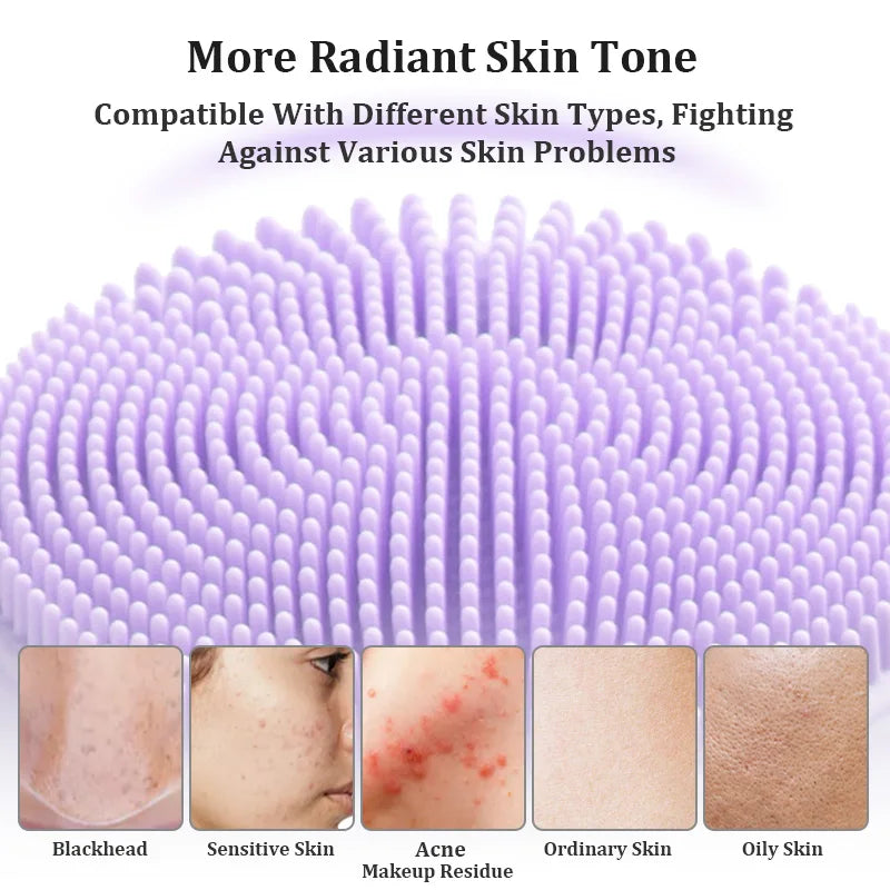 Electric Facial Cleansing Brush Sonic Face Massager Warming Deep Pore Cleaning Waterproof Silicone Blackhead Remover