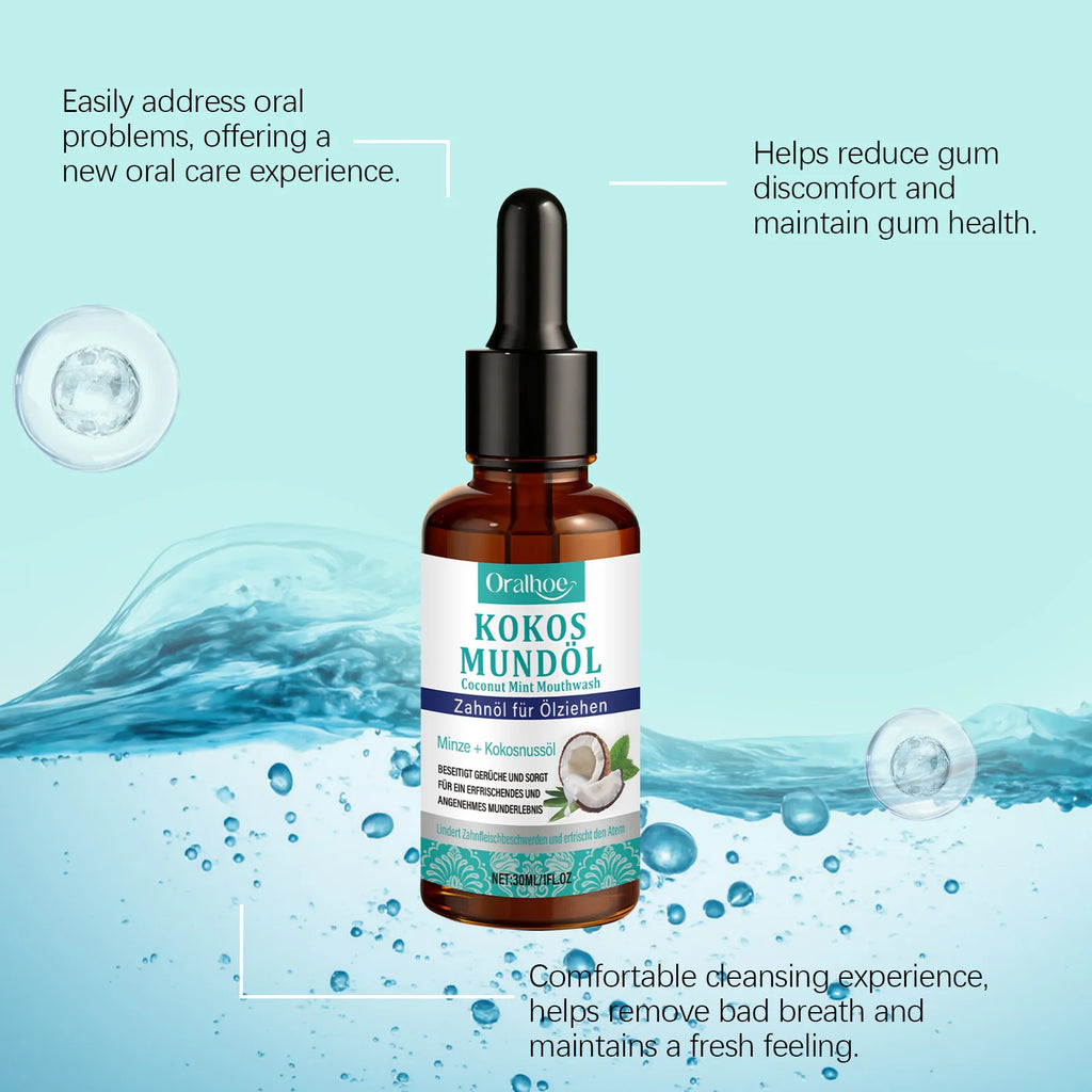 Coconut Oil Mint Mouthwash Remove Bad Breath Refreshing Cleansing Teeth Yellow Stains Fresh Oral Hygiene Odor Removal Mouthwash
