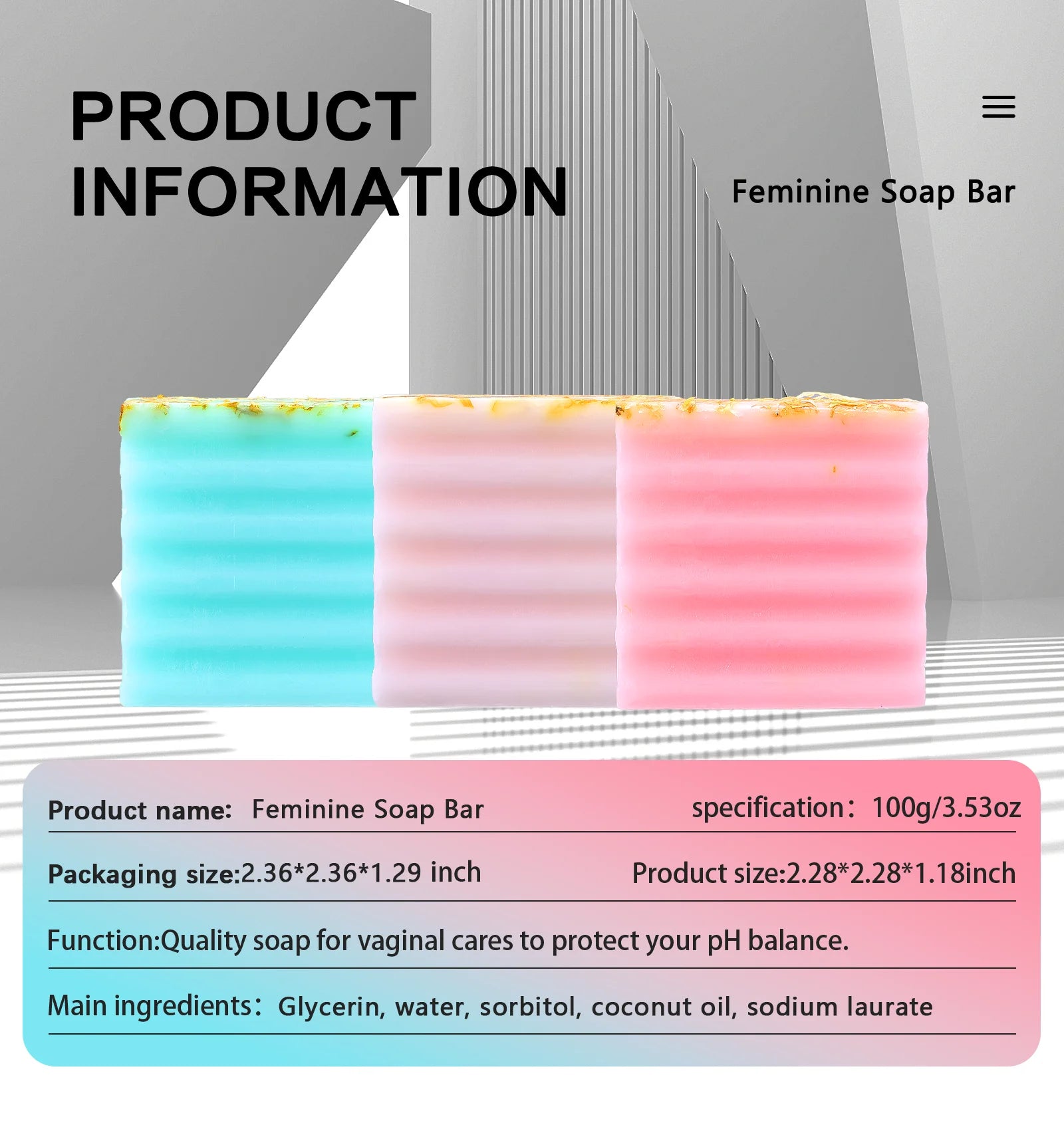 100g Natural Feminine Care Soap for PH Balance Odor Control & Hydration Daily Intimate Care Hygiene Handmade Feminine Soap Bar