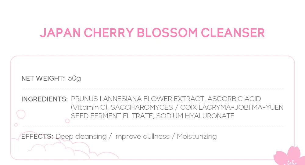 Japanese Cherry Blossom or Vitamin C Facial Cleanser Skin Cleansing Moisturizing  Blackhead Remove Skincare Face Wash Foam Face