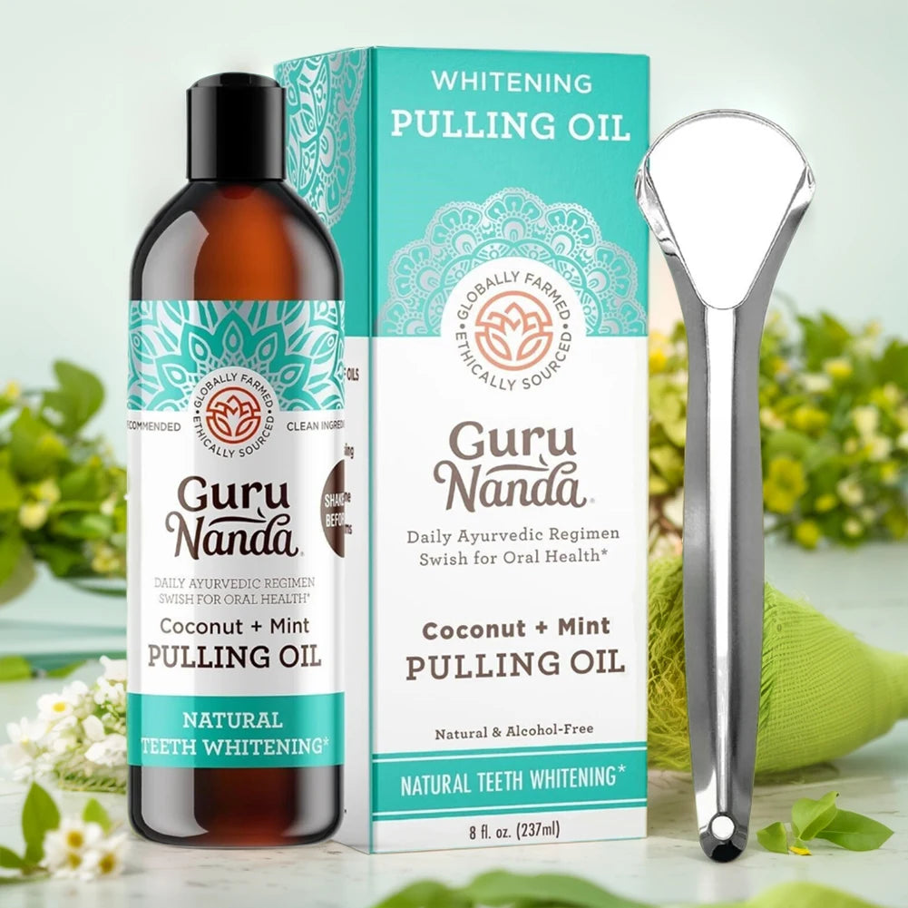 Coconut Mint Pulling Oil Mouthwash Non Alcohol Alcohol-free Teeth Whitening Fresh Oral Breath Tongue Scraper Mouth Health Care