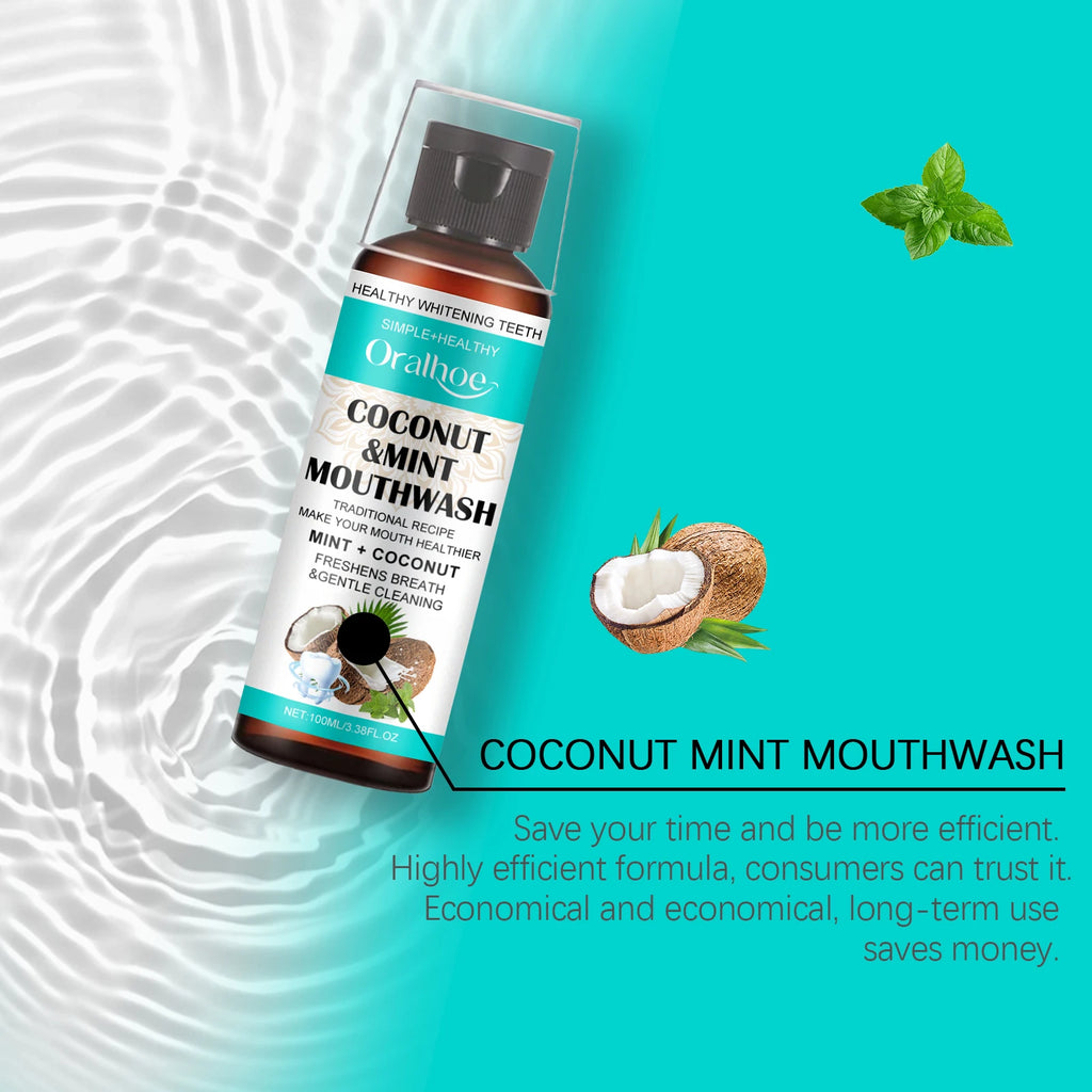 Oralhoe Coconut Mint Pulling Oil Mouthwash Removes Tooth Stains Yellow Teeth Prevents Bad Breath Freshens Breath With Mouthwash