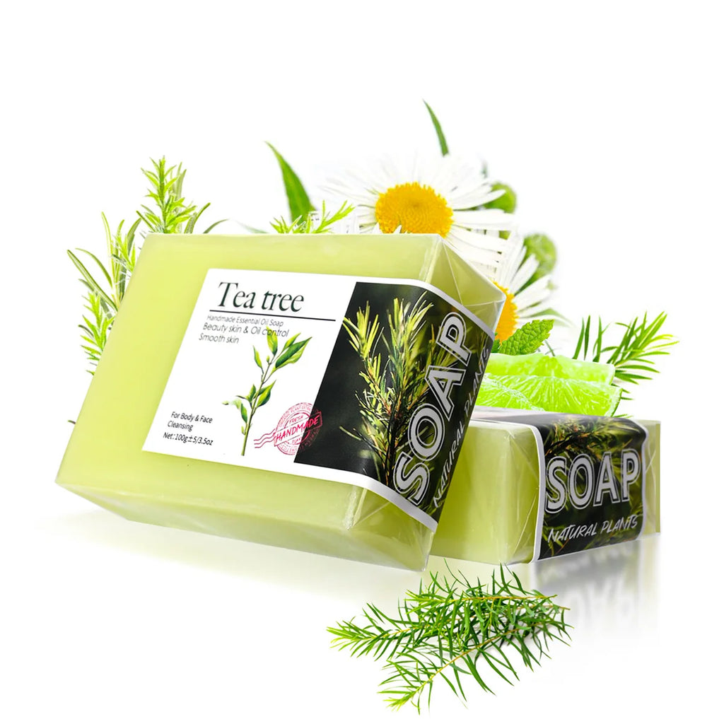 100g Tea Tree Essential Oil Soap Handmade Olive Oil Soap Plant Essential Oils Whitening Basic Cleaning Features Chemical Free
