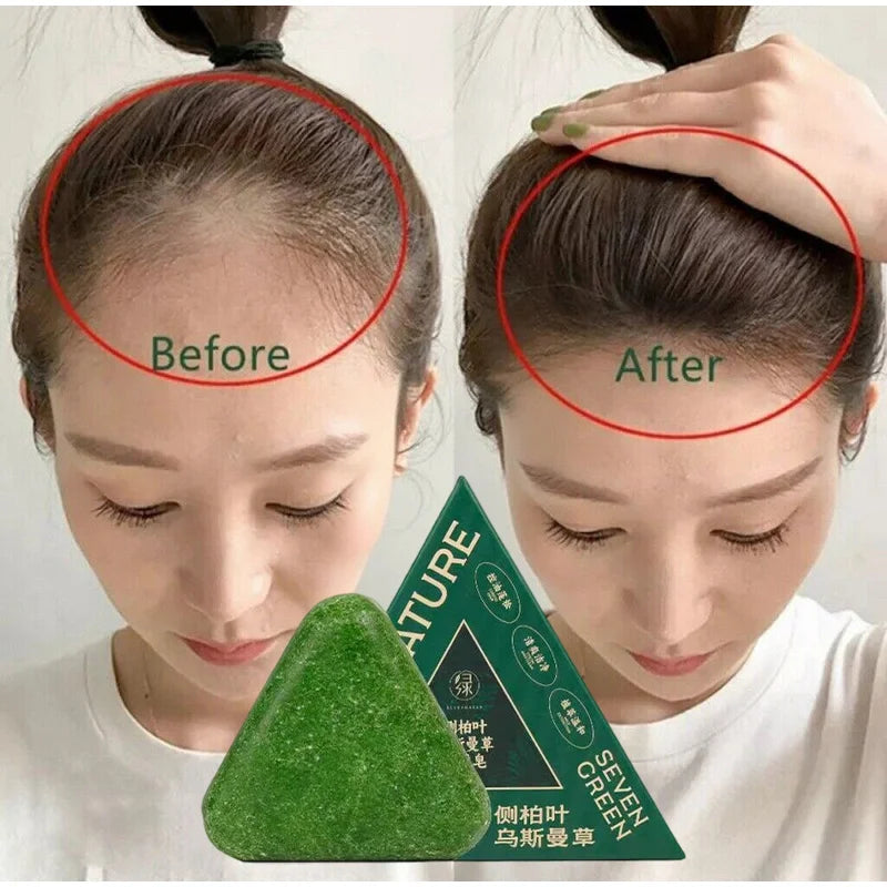 120g Seven Green Platycladi Usman grass handmade shampoo soap Refreshing and Flushing Healthy Anti-removal Hair Nourishing Clean