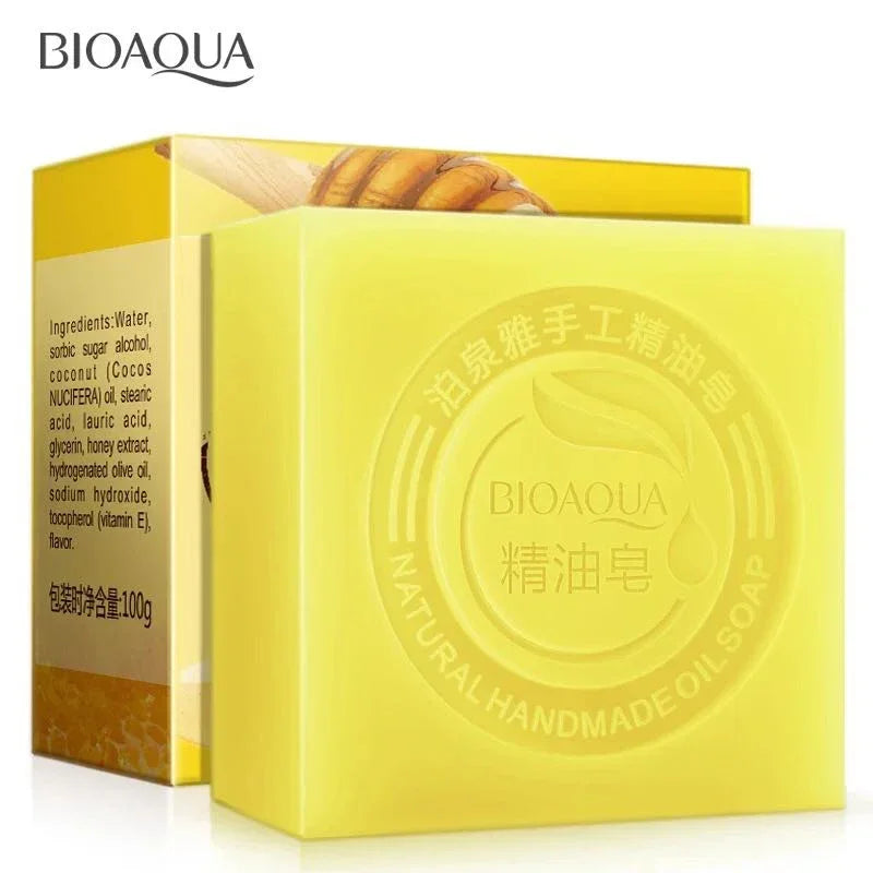 Bioaqua Essential Oil Soaps with Honey,Rose,Jasmine,Aloe,Matcha,Blueberry,Lavender, Bamboo Charcoal,Black Bamboo Soaps