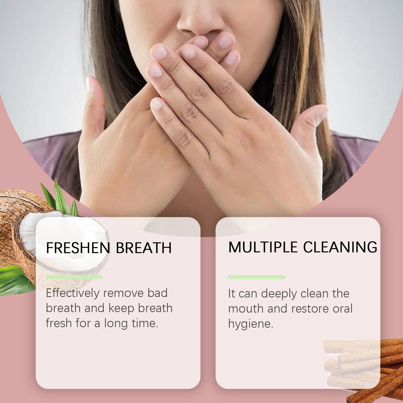 Coconut Pulling Oil Mouthwash Oral Rinse Alcohol-free Herbal Teeth Whitening Fresh Oral Remove Tooth Yellow Stains Odor OralCare