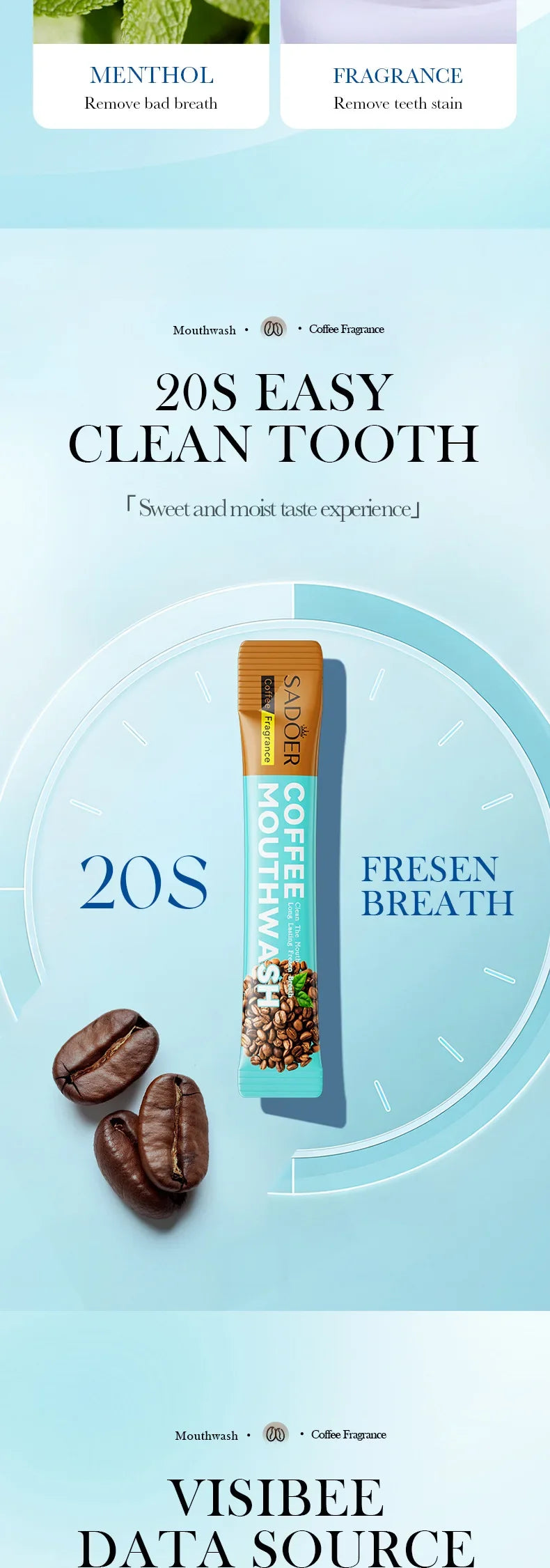 Coffee Refreshing Mouthwash 20pcs/Box Portable Bagged Mouth Wash Freshen Breath Clean The Teeth Oral Freshening Teeth Whitening