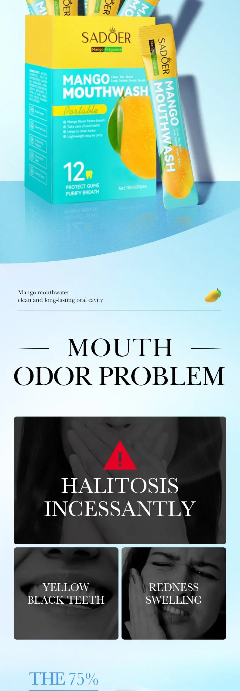 Mango Flavor Mouthwash Teeth Whitening Fresh Oral 20PCS Portable  Cleans Teeth Oral Fresh Mouthwash