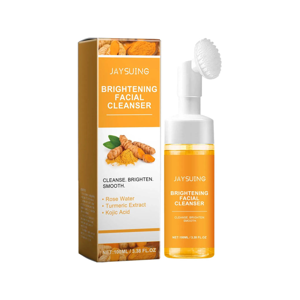 Turmeric Foam Cleanser Brightening Facial Wash Oil Control Hydrating Non Drying Formula With Brush Head Blackhead Removal 100ml