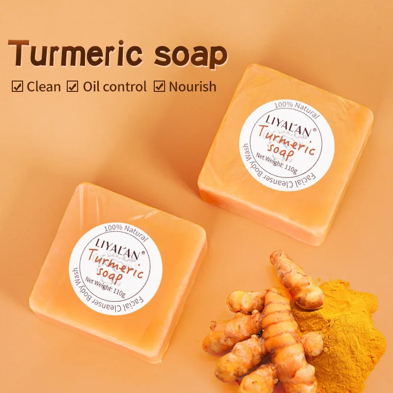 Turmeric Soap 110g Oil Control Handmade Soap for Face Body Cleansing with Essential Oil