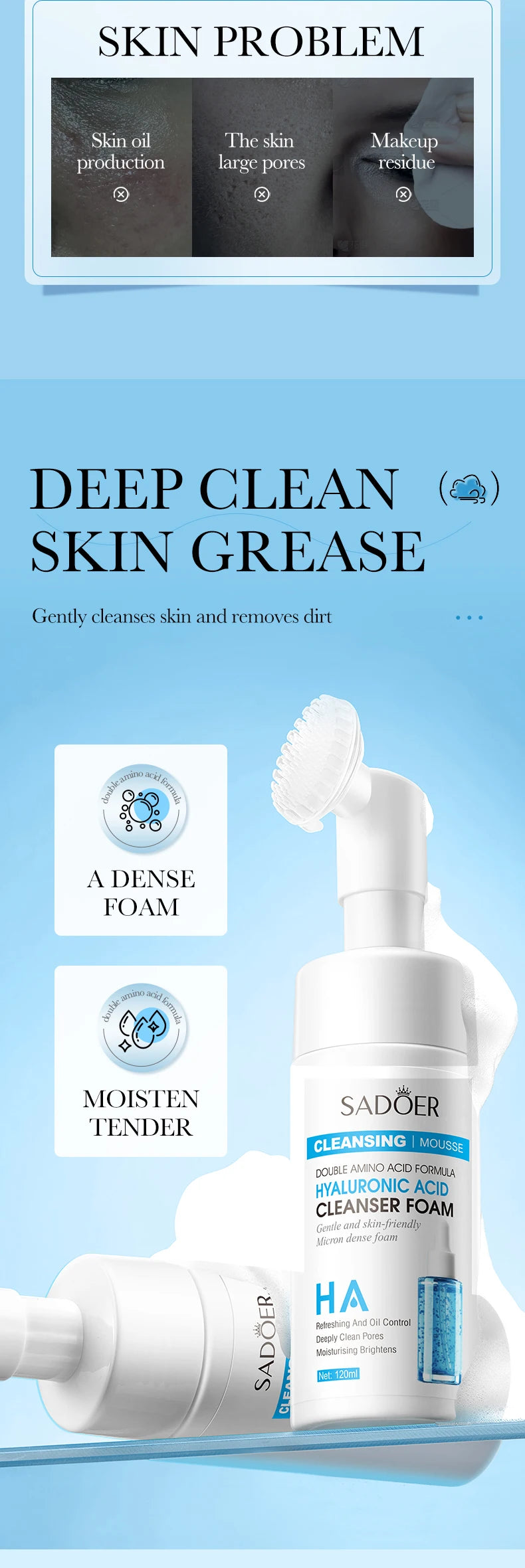 Facial Cleanser Face Wash Foam Face Massasge Facial Hydrating Moisturizing Skin Products Mossee Cleansing Care