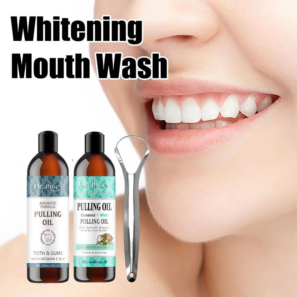 NEW Coconut Mint Pulling Oil Mouthwash Alcohol-free Teeth Whitening Fresh Oral Breath Oral Jelly Whitening Teeth Set