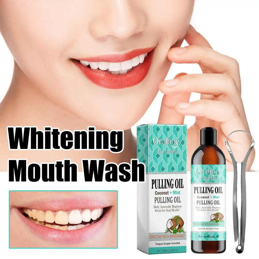 NEW Coconut Mint Pulling Oil Mouthwash Alcohol-free Teeth Whitening Fresh Oral Breath Oral Jelly Whitening Teeth Set