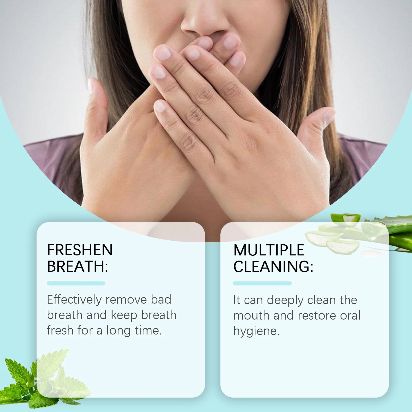Breath Freshener Mouthwash Mint Flavor Remove Mouth Bad Smell Reduce Dental Tartar Plaque Brighten Tooth Oral Hygiene Cleaning