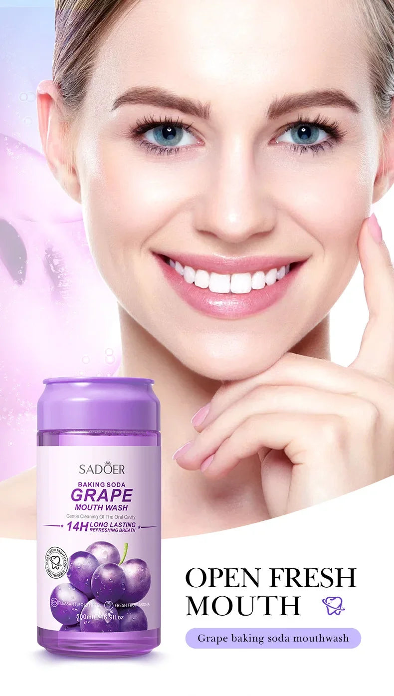 SADOER Baking Soda Summer Black Grape Mouthwash Tooth stain removal mouthwash