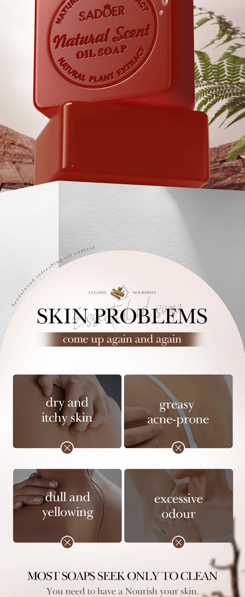 Sandalwood Handmade Soap Women Cleaner Deep Cleansing Body Whitening Essential Oil Soap Shaving Sabonis Skin Lightening Foam