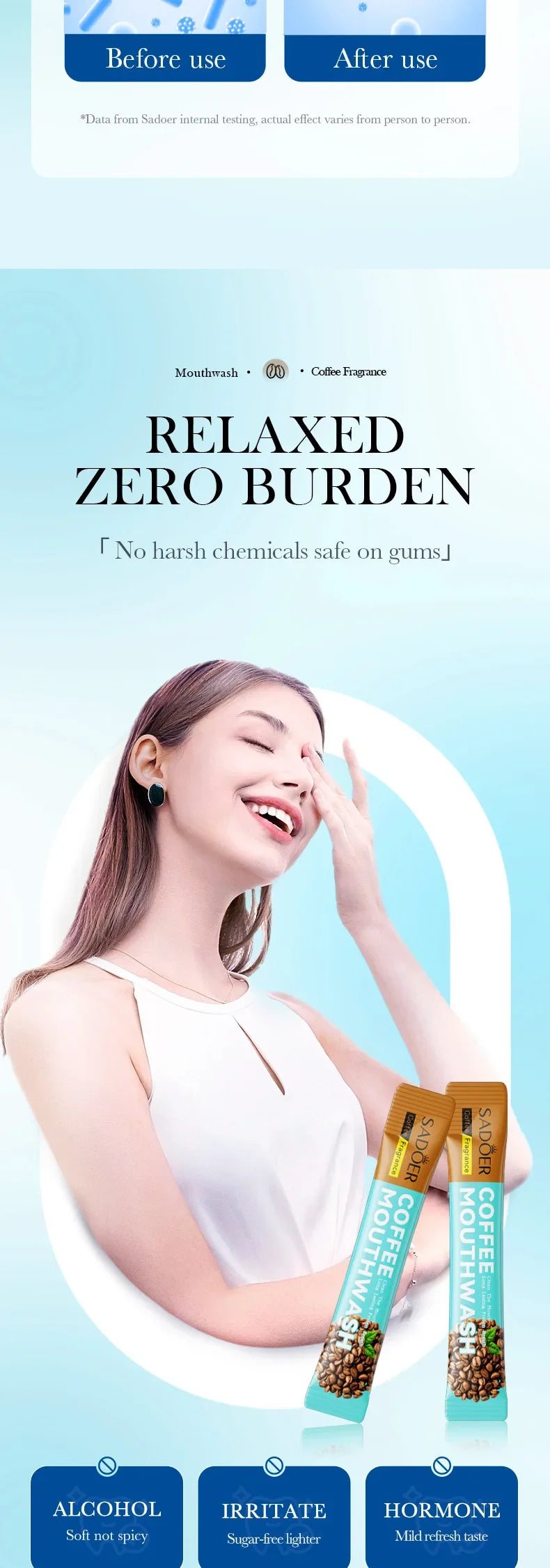 Coffee Refreshing Mouthwash 20pcs/Box Portable Bagged Mouth Wash Freshen Breath Clean The Teeth Oral Freshening Teeth Whitening