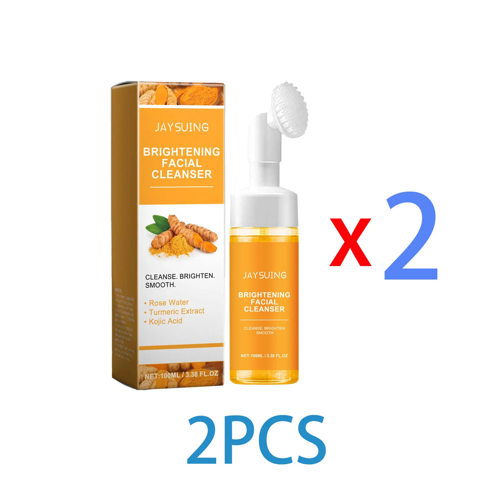 Turmeric Foam Cleanser Brightening Facial Wash Oil Control Hydrating Non Drying Formula With Brush Head Blackhead Removal 100ml
