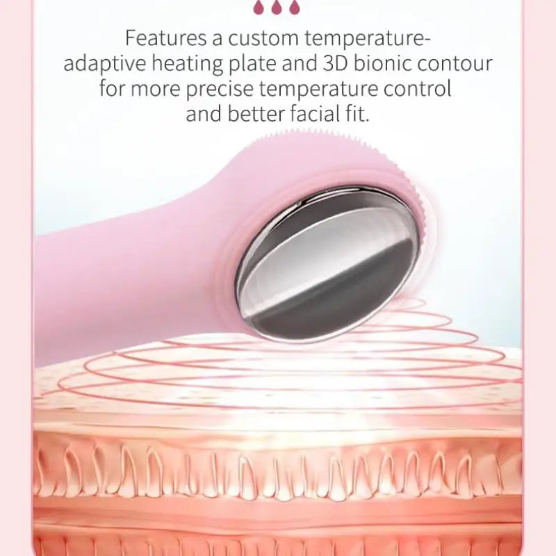 Electric Waterproof Silicone Facial Cleansing Brush, Deep Cleanse Makeup Remover Heating Massage Beauty Tool for Women