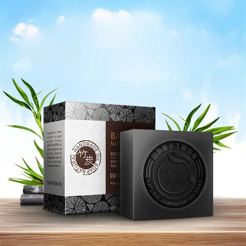 Bioaqua Essential Oil Soaps with Honey,Rose,Jasmine,Aloe,Matcha,Blueberry,Lavender, Bamboo Charcoal,Black Bamboo Soaps