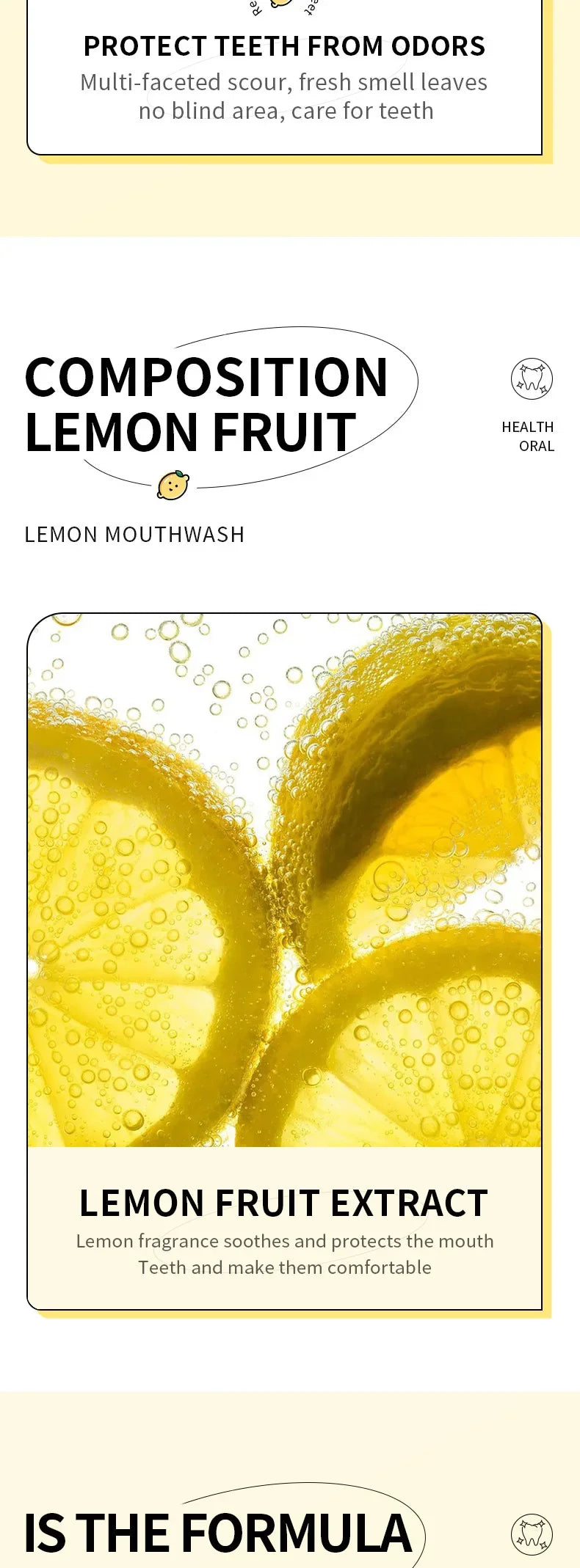 Mouthwash Teeth Whitening Lemon Flavor Freshen Your Breath and Clean The Debris Between Teeth Oral Freshening Mouthwash
