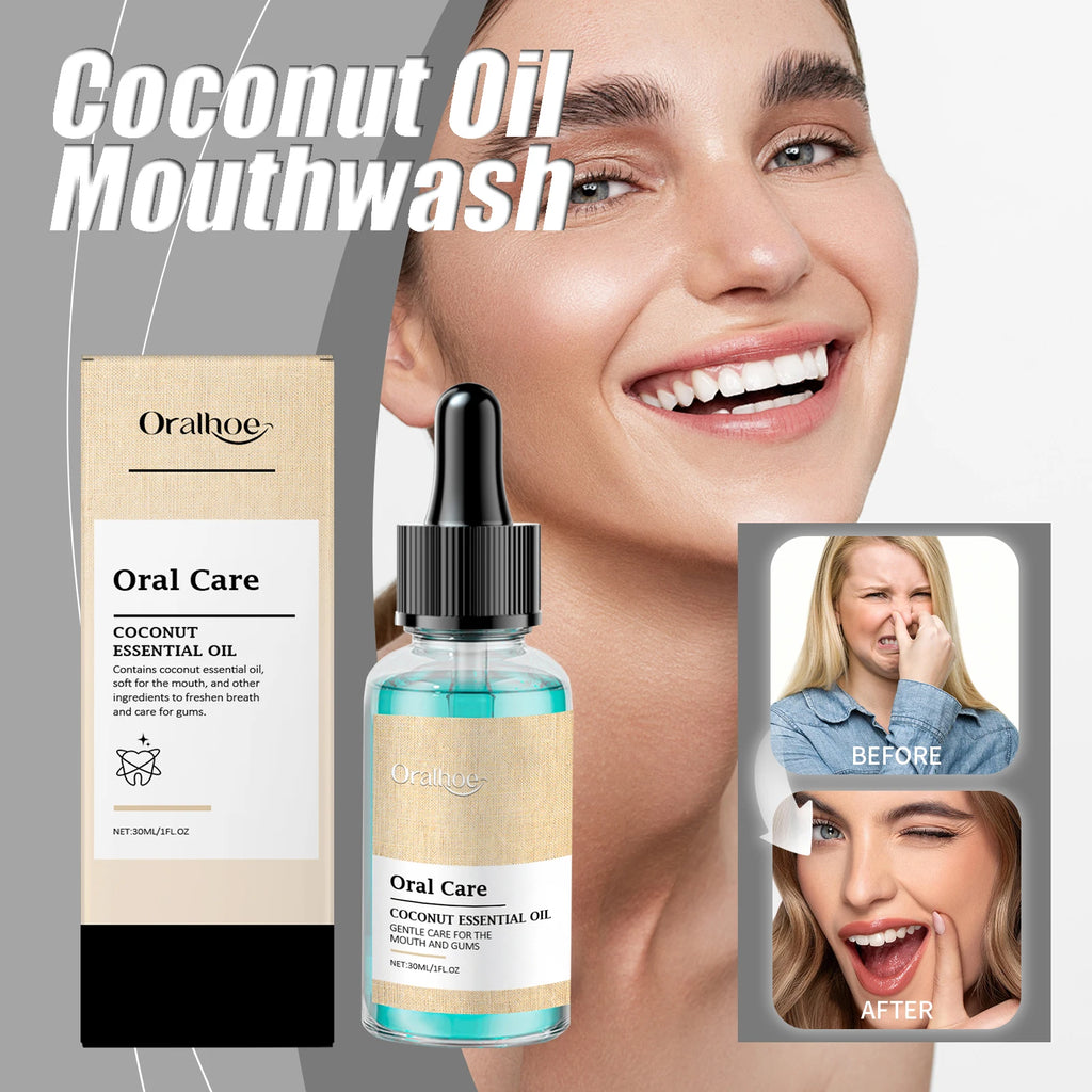 Oralhoe Coconut Oil Mouthwash Fresh Oral Breath Odor Removal Prevent Bad Breath Lasting Fragrance Coconut Oil Mouthwash 1floz