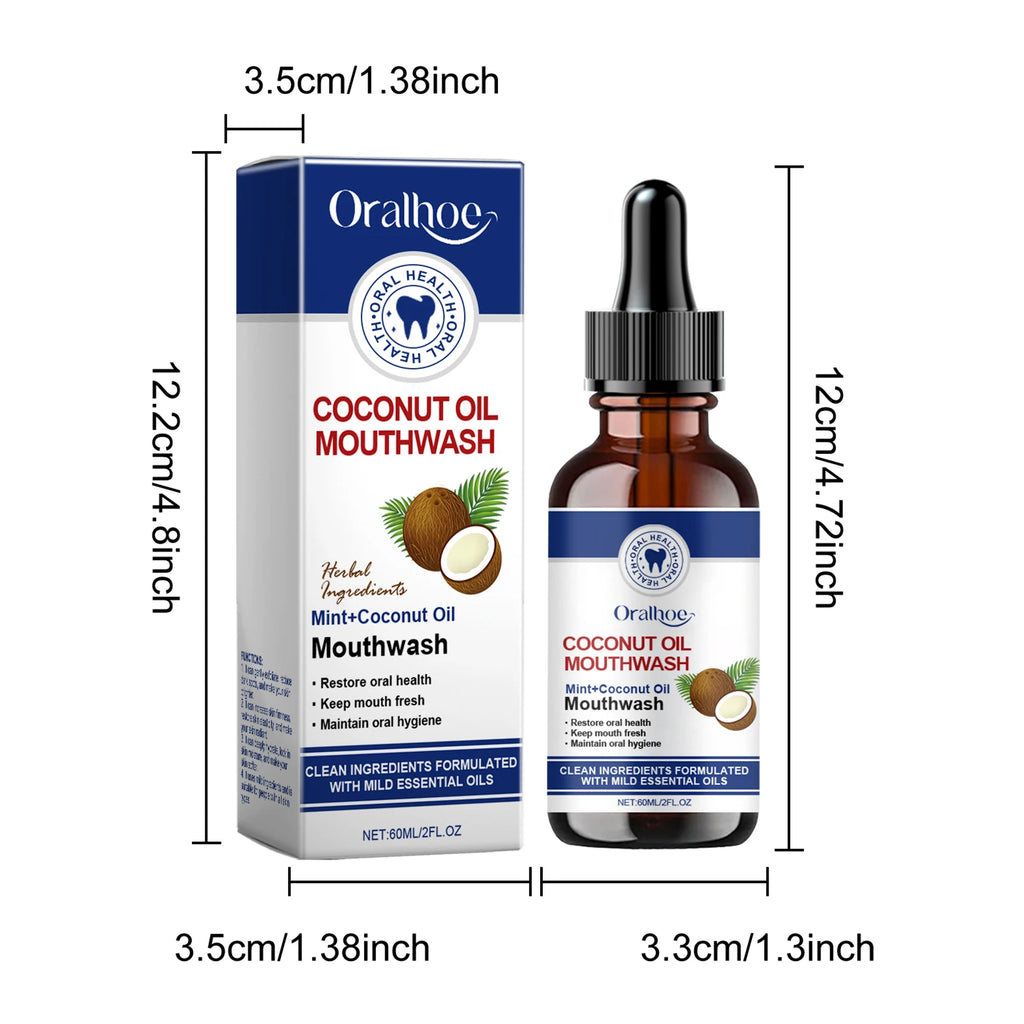 Coconut Oil Mouthwash Deep Cleans Removes Tooth Stains Plaque Protecting Oral Hygiene Refreshing Mouthwash for Dental Care 60ml