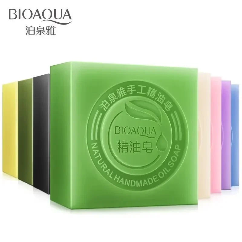 Bioaqua Essential Oil Soaps with Honey,Rose,Jasmine,Aloe,Matcha,Blueberry,Lavender, Bamboo Charcoal,Black Bamboo Soaps