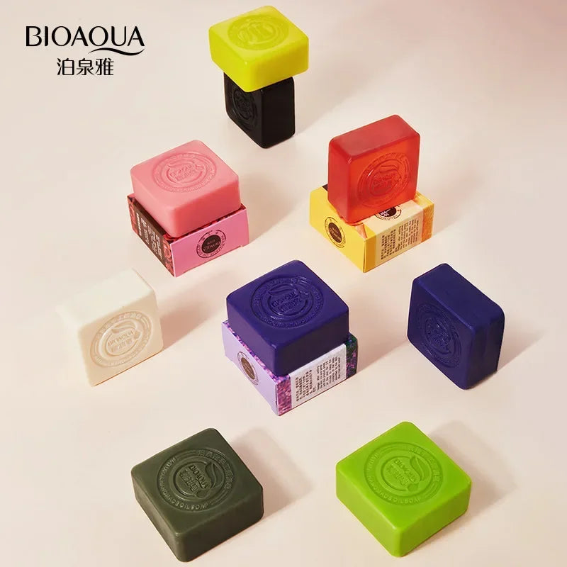 Bioaqua Essential Oil Soaps with Honey,Rose,Jasmine,Aloe,Matcha,Blueberry,Lavender, Bamboo Charcoal,Black Bamboo Soaps