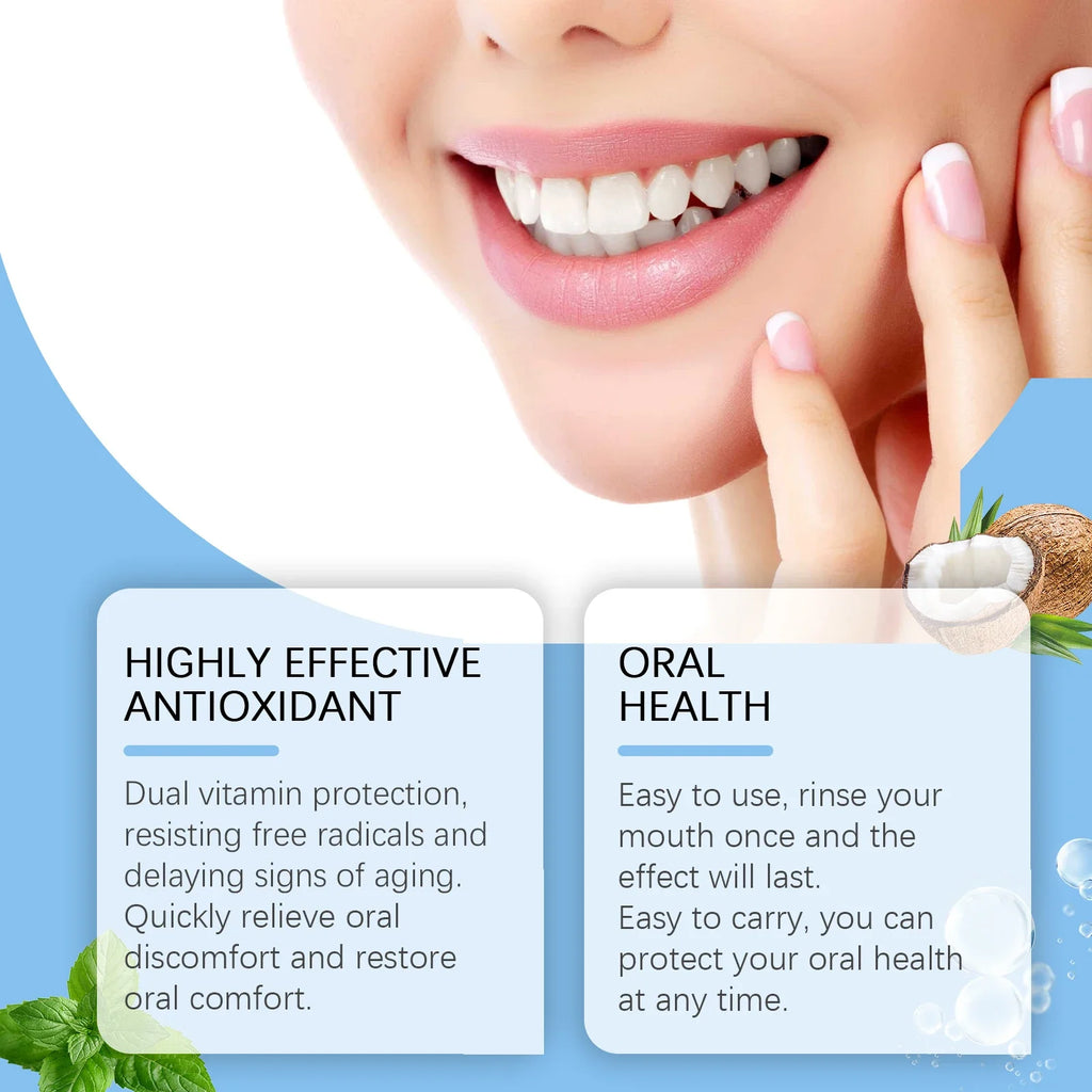 Coconut Mint Pulling Oil Mouthwash Alcohol-free Teeth Whitening Fresh Oral Breath Tongue Scraper Set Whitening Tool Mouth Care